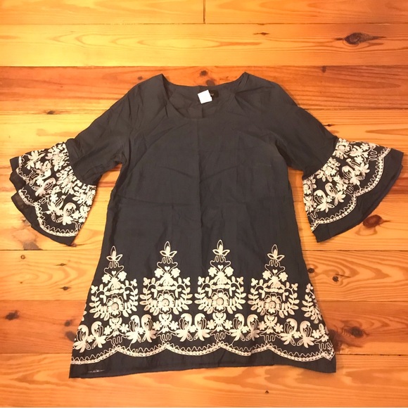 Sassybling Navy White Embroidered Tunic Dress, EUC, S - Picture 3 of 11